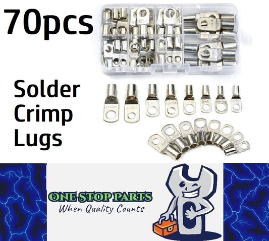 70 x Assorted Solder Crimp eye terminals Lugs 6mm 8mm eye terminals (70pcs)