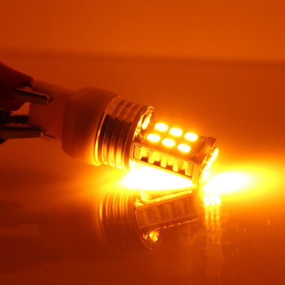 2 x 12V T20 AMBER LED 7443 7440 LIGHT GLOBE 15 SMD SUPER BRIGHT 300/380 LUMENS