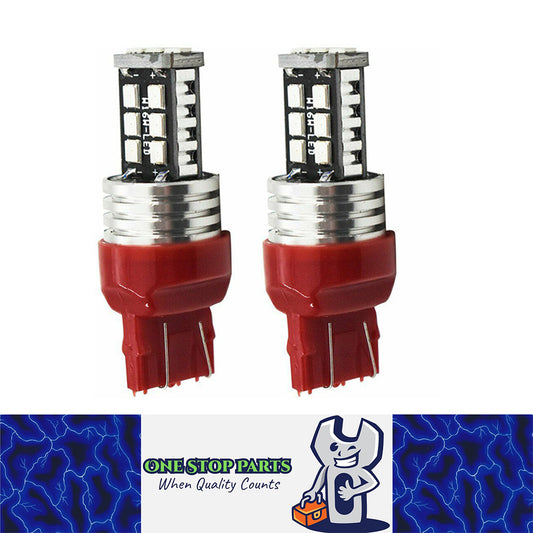 2 x 12V T20 RED LED 7443 7440 LIGHT GLOBE 15 SMD SUPER BRIGHT 300/380 LUMENS