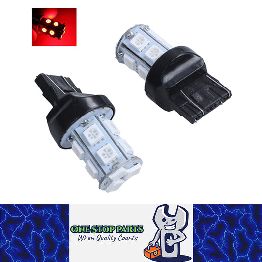 2 x 12V T20 RED LED 7443 7440 LIGHT GLOBE 13 SMD 5050 70/130LM TAIL STOP LED