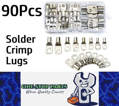 90 Assorted Solder Crimp eye terminals Lugs 6mm 8mm 10mm eye terminals (90pcs)