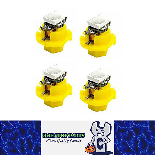 4 x YELLOW T5 CAP B8.4D FLAT HEAD SMD INSTRUMENT LIGHT TWIST AND LOCK