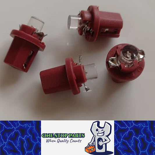 4 x RED T5 CAP B8.5D FLAT HEAD LED INSTRUMENT LIGHT TWIST LOCK DARK RED BASE