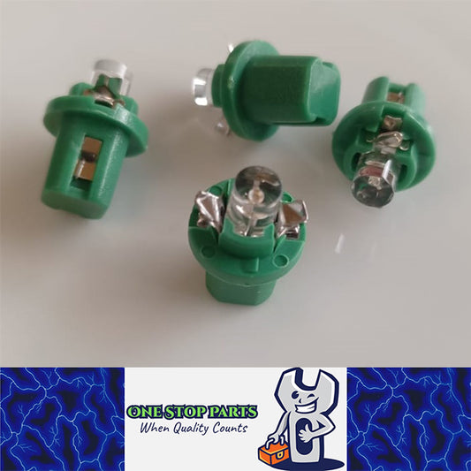 4 x GREEN T5 CAP B8.5D FLAT HEAD LED INSTRUMENT LIGHT TWIST AND LOCK GREEN LED