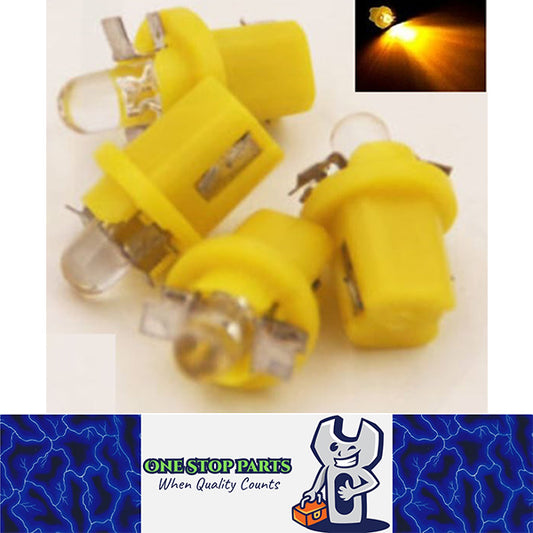 4 x YELLOW AMBER T5 CAP B8.5D DOME LED INSTRUMENT LIGHT TWIST AND LOCK 4PCS