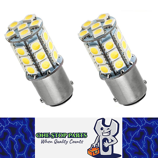 2 x 12V LED BA15D LIGHT GLOBE 400LM WARM WHITE 27 SMD 5050 Caravan Car RVs 2PCS