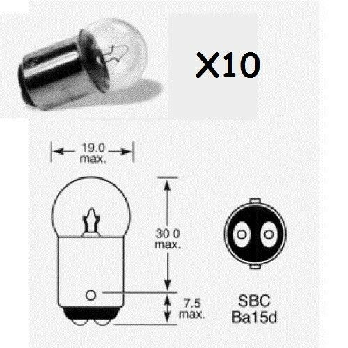 10 x 12V 5w BA15D INCANDESCENT GLOBES 12 VOLT 5W FILAMENT DUAL CONTACT BASE