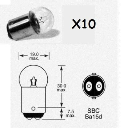 10 x 12V 5w BA15D INCANDESCENT GLOBES 12 VOLT 5W FILAMENT DUAL CONTACT BASE
