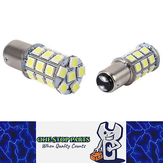 2 x 12V LED BA15D LIGHT GLOBE 400LM COOL WHITE 27 SMD 5050 Caravan Car RVs 2PCS