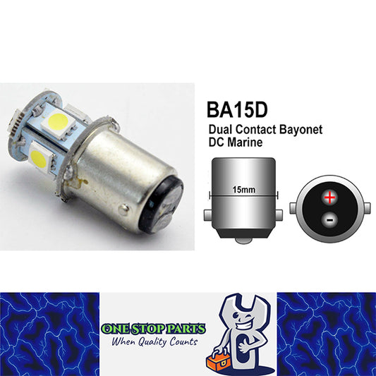 1PC 12v BA15D 8 SMD WARM WHITE 80 LUMENS LED GLOBE FOR CARAVAN AND MARINE ETC