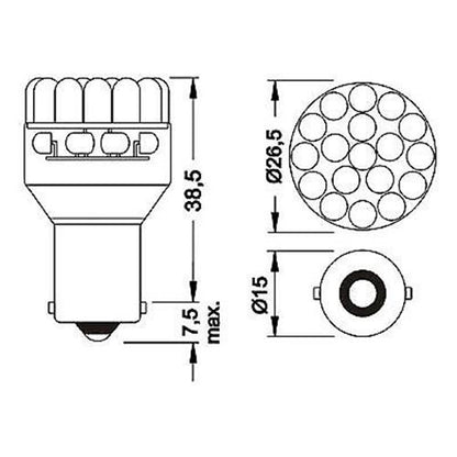 2 x BA15S 12V 24 LED COOL WHITE 192 LUMENS CARAVAN CAR BIKE BOAT LED GLOBES