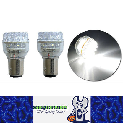 2 x BA15S 12V 24 LED COOL WHITE 192 LUMENS CARAVAN CAR BIKE BOAT LED GLOBES