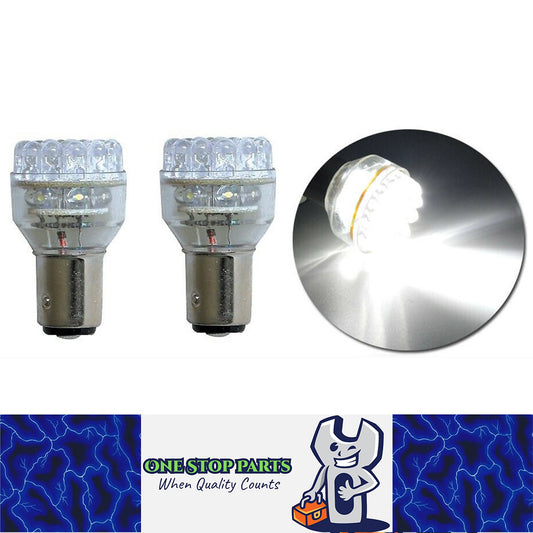 2 x BA15S 12V 24 LED COOL WHITE 192 LUMENS CARAVAN CAR BIKE BOAT LED GLOBES