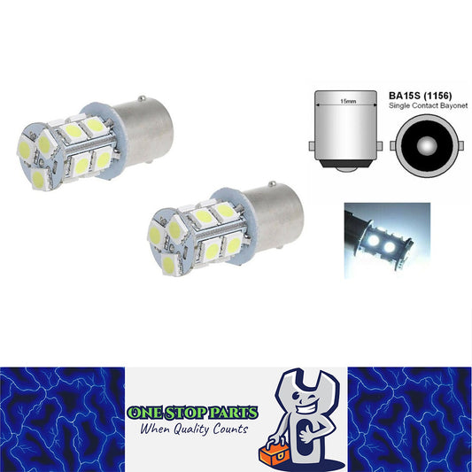 2 X 12v BA15S 1156 13 SMD COOL WHITE 150 LUMENS LED GLOBE FOR PARK LIGHT CARAVAN