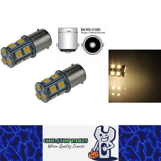 2pcs 12v BA15S 1156 13 SMD WARM WHITE 150 LUMENS LED GLOBE PARK LIGHT CARAVAN