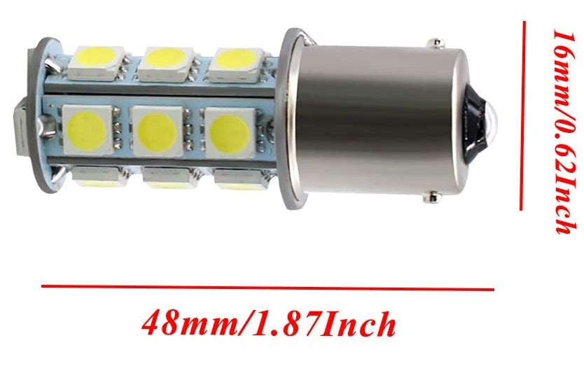 2 x 12V LED BA15S LIGHT GLOBE 288LM COOL WHITE 18 SMD 5050 Caravan Car 2PCS