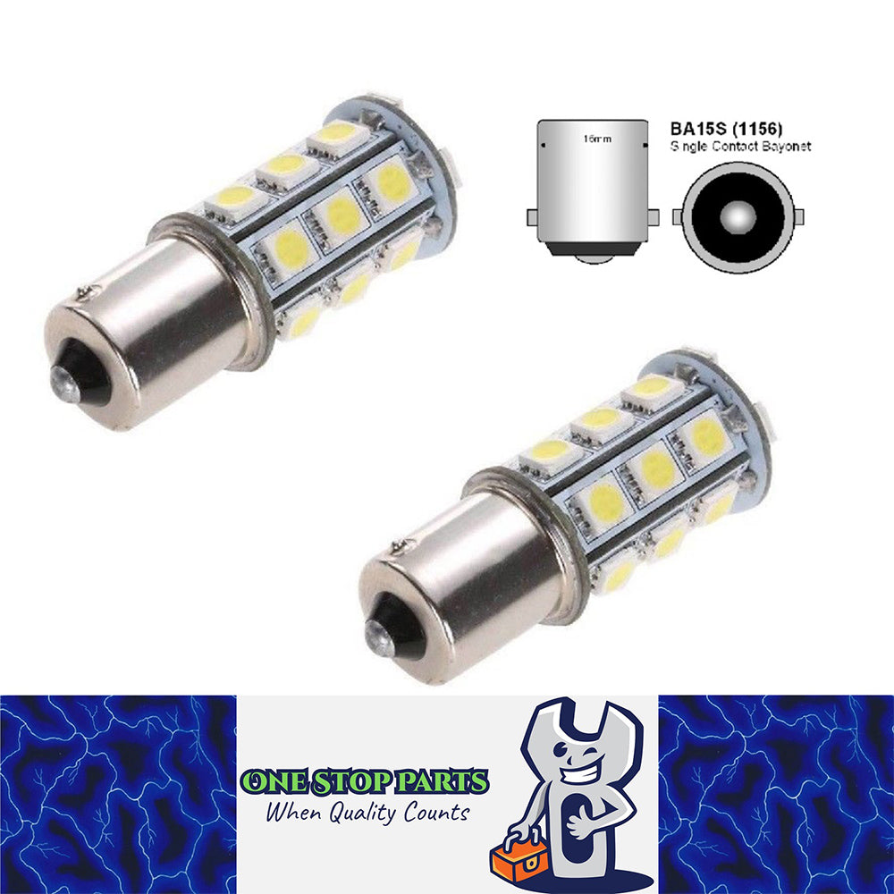 2 x 12V LED BA15S LIGHT GLOBE 288LM COOL WHITE 18 SMD 5050 Caravan Car 2PCS