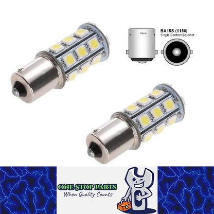 2 x 12V LED BA15S LIGHT GLOBE 288LM COOL WHITE 18 SMD 5050 Caravan Car 2PCS