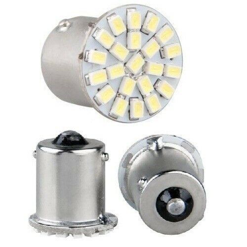 2 X BA15S 12V COOL WHITE 22SMD 135 LUMENS CARAVAN CAR BIKE BOAT LED GLOBE 2PCS