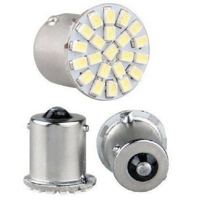 2 X BA15S 12V COOL WHITE 22SMD 135 LUMENS CARAVAN CAR BIKE BOAT LED GLOBE 2PCS