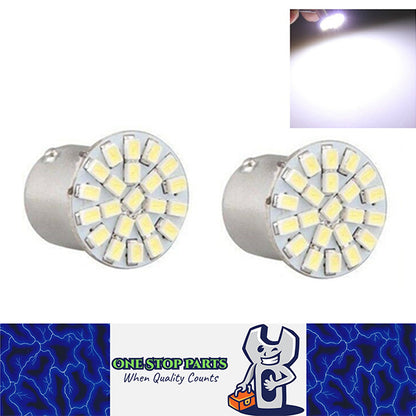 2 X BA15S 12V COOL WHITE 22SMD 135 LUMENS CARAVAN CAR BIKE BOAT LED GLOBE 2PCS