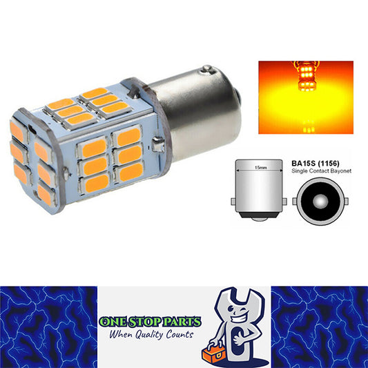 1PC BRIGHT 6v AMBER BA15S 1156 30 SMD 600LM AMBER INDICATOR LED GLOBE
