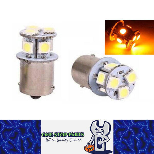 2pcs 12v BA15S 1156 8 SMD AMBER 80 LUMENS LED GLOBE 8 LED SMD AMBER LIGHT