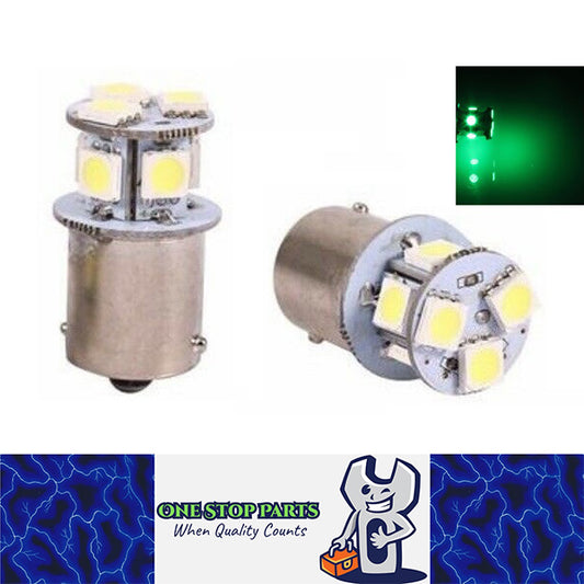 2pcs 12v BA15S 1156 8 SMD GREEN 80 LUMENS LED GLOBE FOR PARK LIGHT INTERIOR