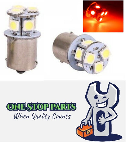 2pcs 12v BA15S 1156 8 SMD RED 80 LUMENS LED GLOBE FOR PARK TAIL LIGHT GLOBE