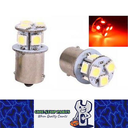 2pcs 12v BA15S 1156 8 SMD RED 80 LUMENS LED GLOBE FOR PARK TAIL LIGHT GLOBE