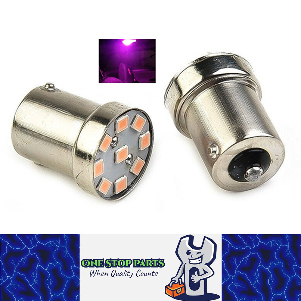 2pcs 12v BA15S 1156 9 SMD PINK PURPLE 72 LUMENS LED GLOBE FOR PARK LIGHT GLOBE