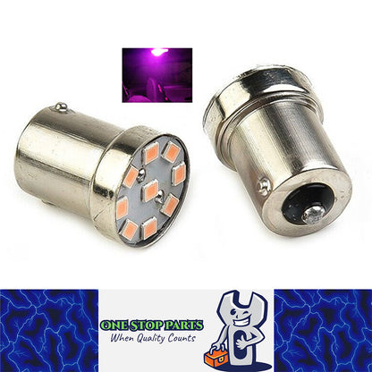 2pcs 12v BA15S 1156 9 SMD PINK PURPLE 72 LUMENS LED GLOBE FOR PARK LIGHT GLOBE