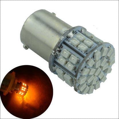 2 X BA15S AMBER 1156 12V 50 SMD 150 LUMENS IDEAL FOR COMPACT LAMPS