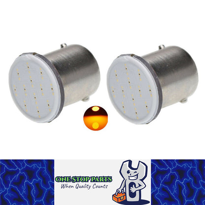 2 X BA15S AMBER 12V COB 100 LUMENS 1156 AMBER COB FLAT FACE LED GLOBE 2PCS