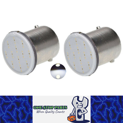 2 X BA15S COOL WHITE 12V COB 100 LUMENS 1156 WHITE COB FLAT FACE LED GLOBE 2PCS