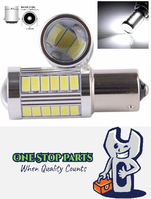 2 x 12V BA15S COOL WHITE 33 SMD LED SUPER BRIGHT 660 LUMENS COOL WHITE 2PCS