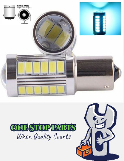 2 x 12V BA15S ICE BLUE 33 SMD LED SUPER BRIGHT 660 LUMENS ICE BLUE 2PCS