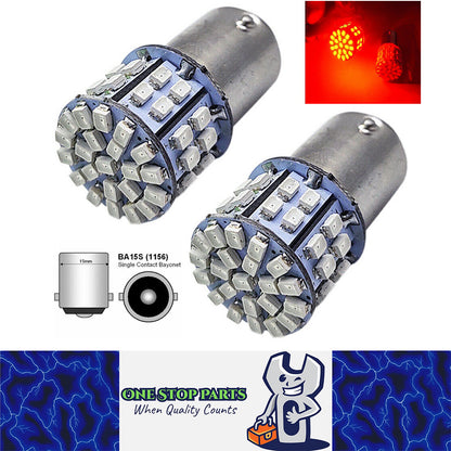 2 X BA15S RED 1156 12V 50 SMD 150 LUMENS IDEAL FOR COMPACT LAMPS TAIL LAMPS