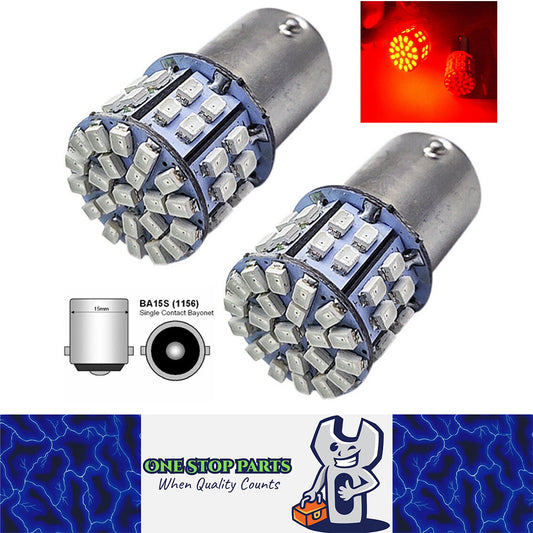 2 X BA15S RED 1156 12V 50 SMD 150 LUMENS IDEAL FOR COMPACT LAMPS TAIL LAMPS