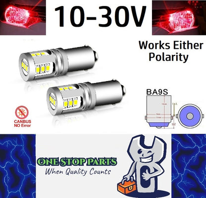 2 x Red BA9S 10-30v 15smd error free, Canbus non polarity Red (2pcs)