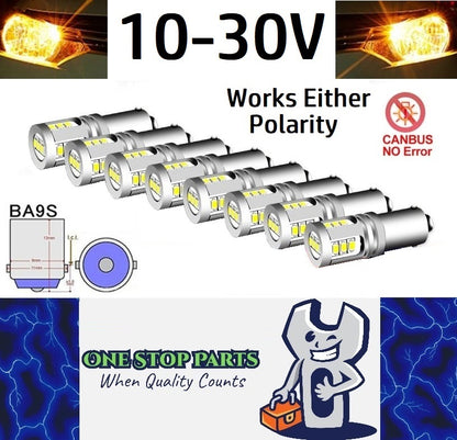 10 x Yellow BA9S 10-30v 15smd error free, Canbus non polarity Yellow (10pcs)