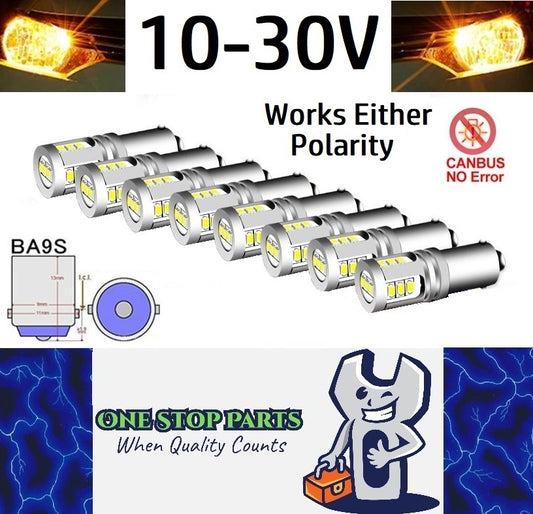 10 x Yellow BA9S 10-30v 15smd error free, Canbus non polarity Yellow (10pcs)