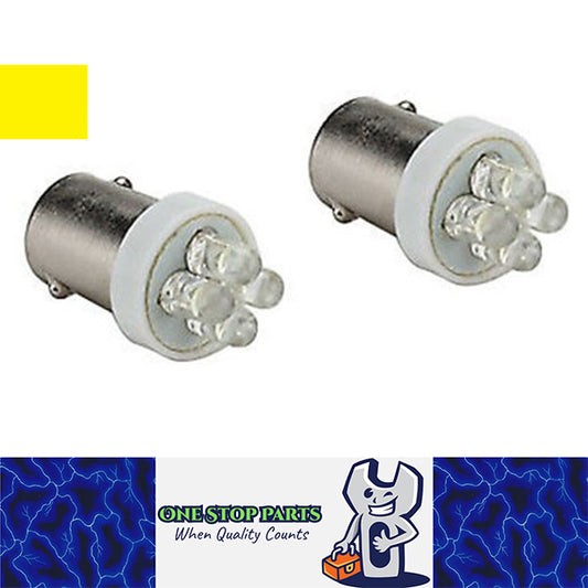 2 X 12v YELLOW / AMBER BA9S 4 LED LIGHT SUITABLE FOR PARK LIGHT DASH LED