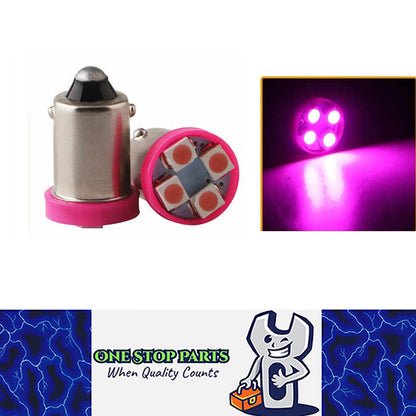2PCS PINK/PURPLE 12V BA9S 4SMD LED GLOBE REPLACEMENT 32Lm IDEAL FOR DASH LIGHTS