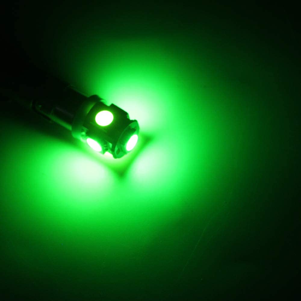 2 X GREEN 12v BA9S 5 SMD 360 DEGREE LIGHT 88LM CANBUS FOR PARKERS OR DASH