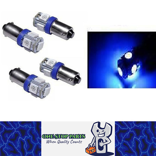 4 X BLUE 12v BA9S 5 SMD 360 DEGREE LIGHT 88LM CANBUS IDEAL FOR PARKERS OR DASH