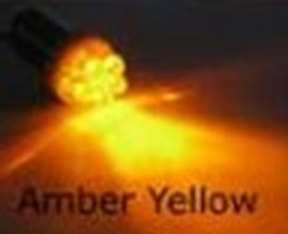 PAIR 12v YELLOW / AMBER BA9S 6 LED LIGHT 60LM IDEAL FOR PARK LIGHT OR DASH
