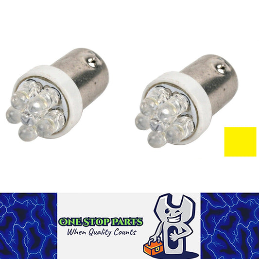 PAIR 12v YELLOW / AMBER BA9S 6 LED LIGHT 60LM IDEAL FOR PARK LIGHT OR DASH