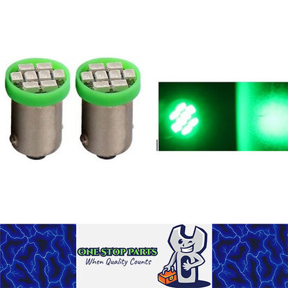 PAIR 12v GREEN BA9S 8 SMD LED 15 DEGREE LIGHT 60LM IDEAL FOR PARK LIGHT OR DASH