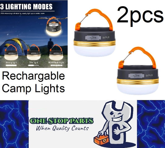2 x Rechargable 10w LED 1800mah Camp light hang / magnetic USB Charge Light